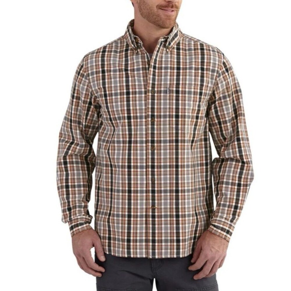 Carhartt Shirt Men's 2XL Plaid Relaxed Fit Button-Down Casual Long Sleeve